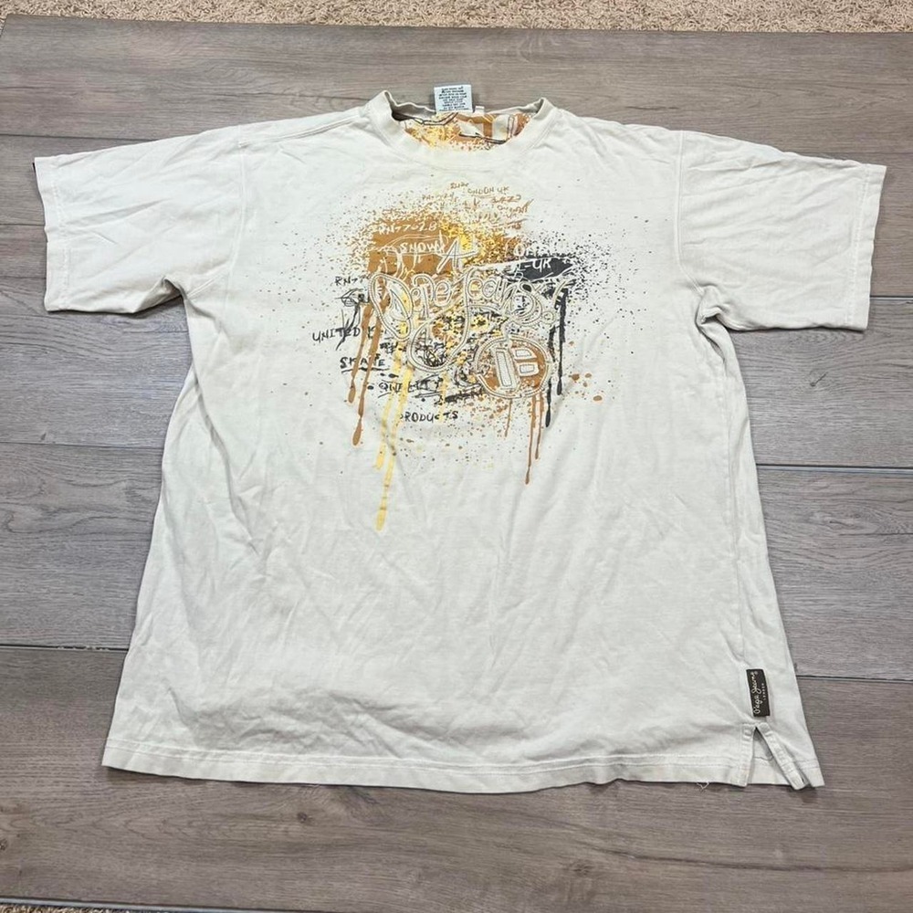 Pepe Jeans T-Shirt Mens XL Cream Graphic Paint Splatter Streetwear PJL